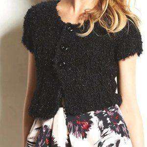 Anthropologie Knitted & Knotted Cropped Crystal Set Cardigan XS
